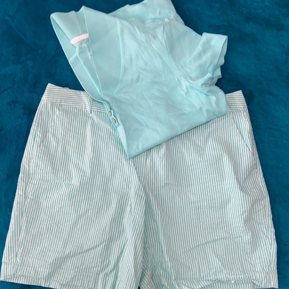 Seersucker Shorts Paired w/Soft Nautica Polo